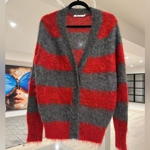 Alexander Wang Red And Gray Mohair oversized cardigan